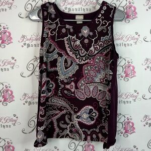 Chico's tank top paisley purple blue pink white Burgundy Paisley Tank Top